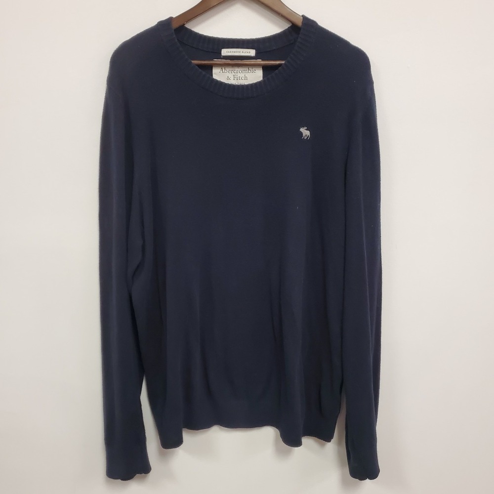 Vintage Abercrombie & Fitch Mens Cashmere Blend‎ Sweater Size XXL Blue Preppy